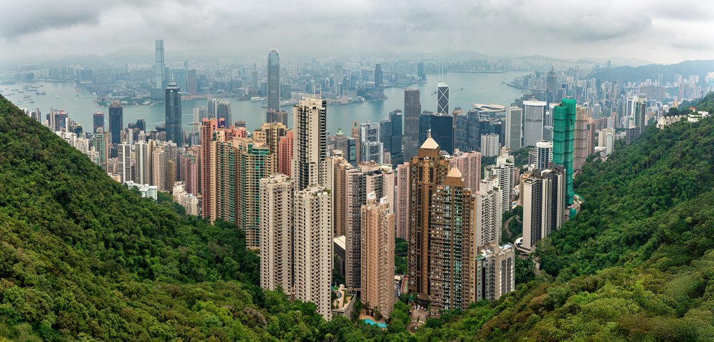 Los rascacielos de Hong Kong vistos desde Victoria Peak